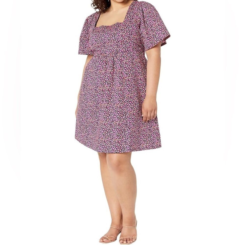 Draper James Babydoll Dress Size 2X Nassau Navy Floral Empire Waist Cotton Mini